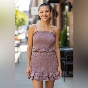Ruffled Mauve Mini Dress set of  2 pieces